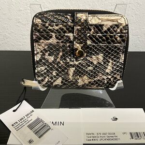 Brahmin Tavel Zip Around Wallet ESPRESSO MIST Textured Snake Print NWT